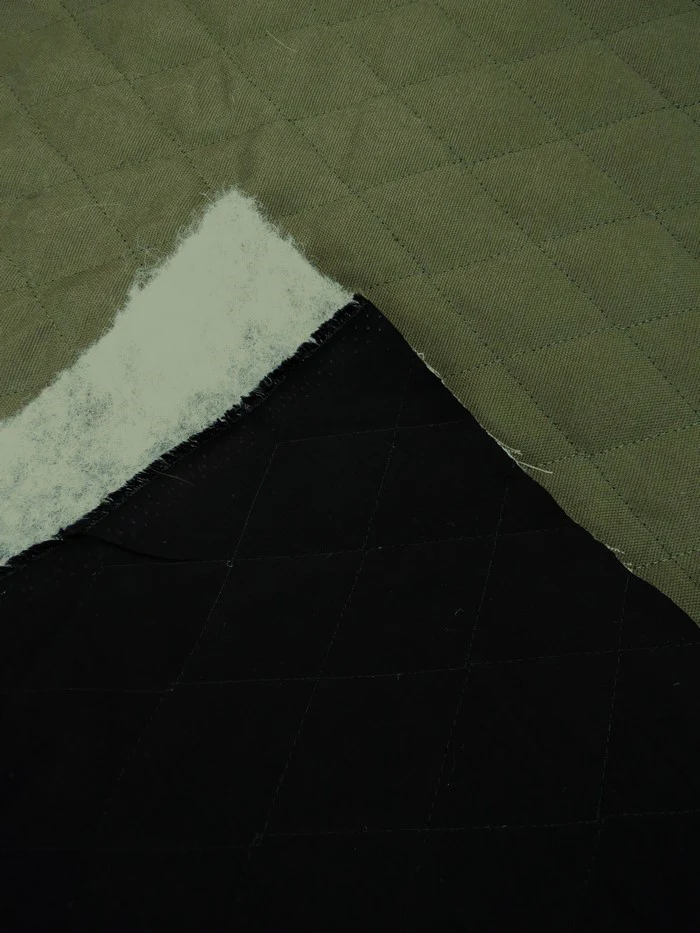 12 oz  Cotton Canvas DOUBLE SIDED BATTING w peach skin fabric - ARMY GREEN/Black - Image 3