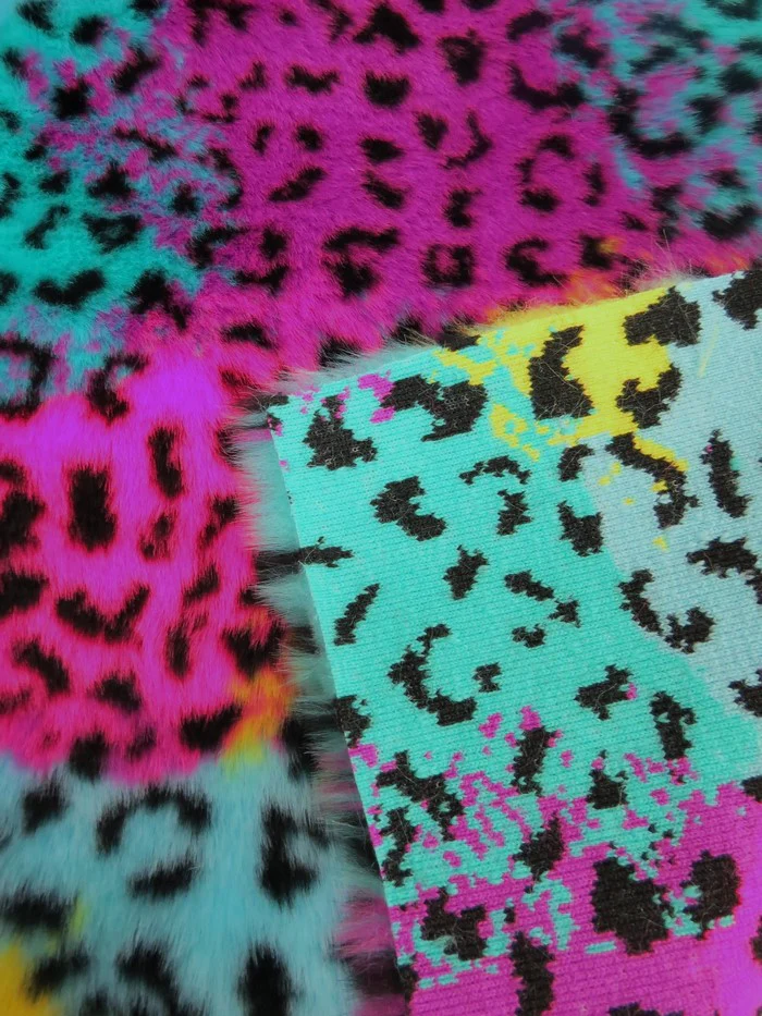 30 Yard Roll of Rainbow Leopard Animal Faux Fur Fabric - Image 2