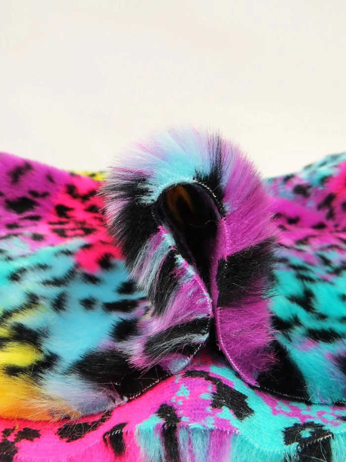 30 Yard Roll of Rainbow Leopard Animal Faux Fur Fabric - Image 5