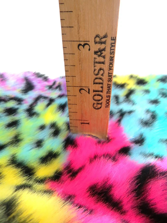 30 Yard Roll of Rainbow Leopard Animal Faux Fur Fabric - Image 7