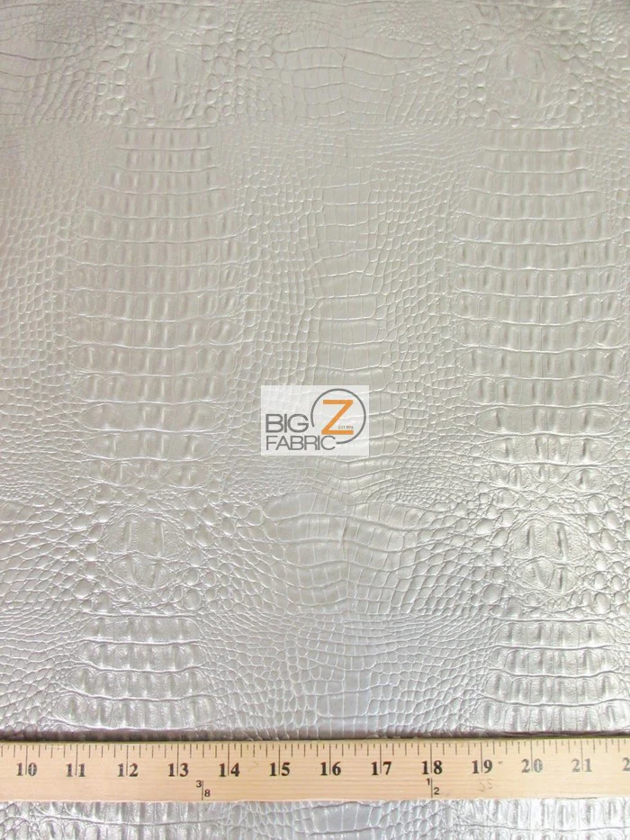 Charcoal Alligator Embossed Vinyl Fabric / Sold By The Yard - Image 3
