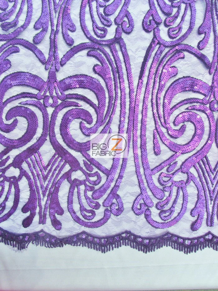 Angel Damask Sequins Sheer Lace Fabric / Olive / Sold By The Yard - Image 4