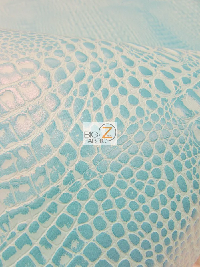 Crocodile Marine Vinyl Fabric - Auto/Boat - Upholstery Fabric / Fiji Turquoise / By The Roll - 30 Yards - Image 4
