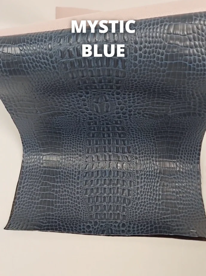 Crocodile Marine Vinyl Fabric - Auto/Boat - Upholstery Fabric / Mystic Blue / By The Roll - 30 Yards - Image 2