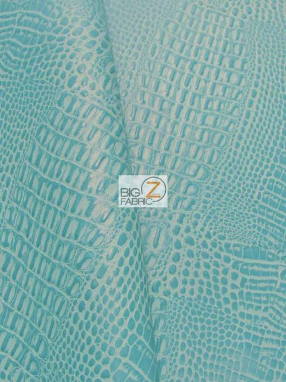 Teal Crocodile Marine Vinyl Fabric / Sold By The Yard - Image 5