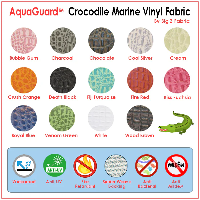 Charcoal Crocodile Marine Vinyl Fabric / Sold By The Yard - Image 7