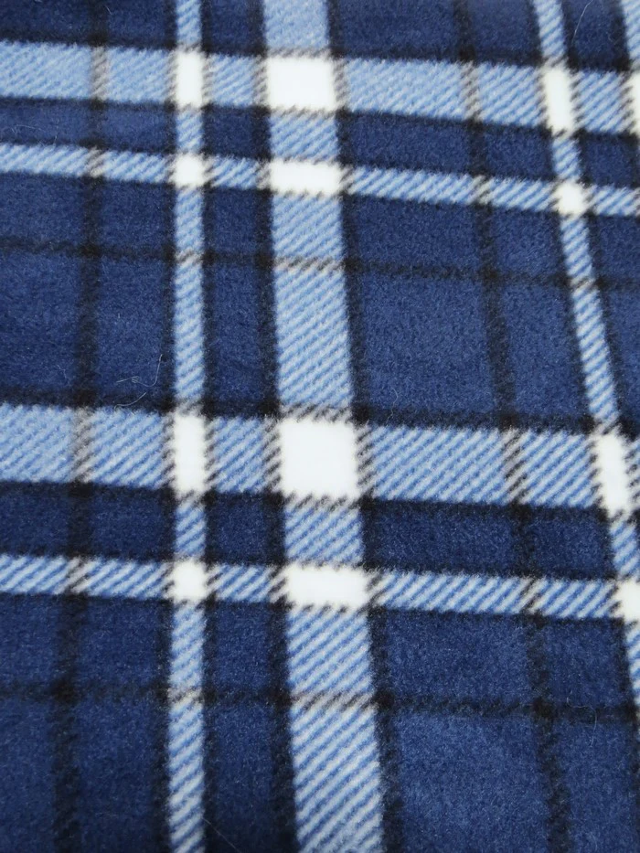 Aquamarine Tartan Plaid Fleece Printed Fabric. - Image 2