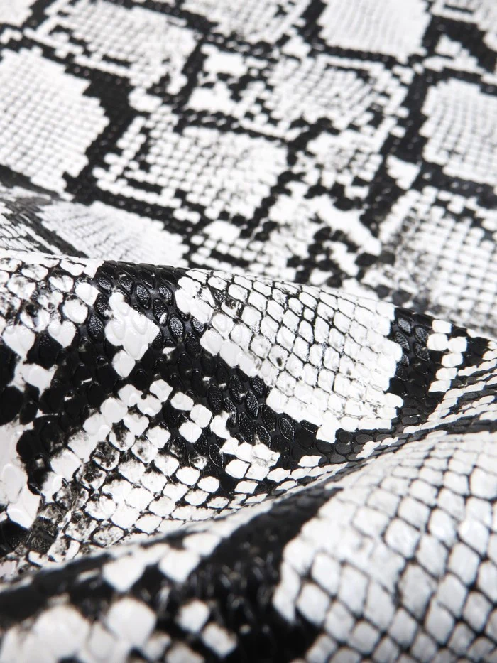 Arctic White-Black / Calico Python Snake Vinyl Fabric - Image 6