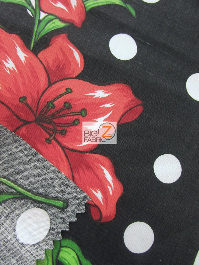 Assorted Flower Print Poly Cotton Fabric / (Polka Dot Bellflower) Blue / 50 Yard Bolt - Image 3