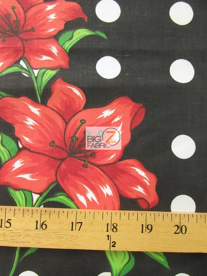 Bellflower Polka Dot Print Poly Cotton Fabric / Green / Sold By The Yard - Image 2