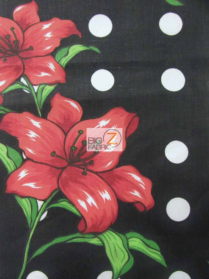 Bellflower Polka Dot Print Poly Cotton Fabric / Green / Sold By The Yard - Image 3