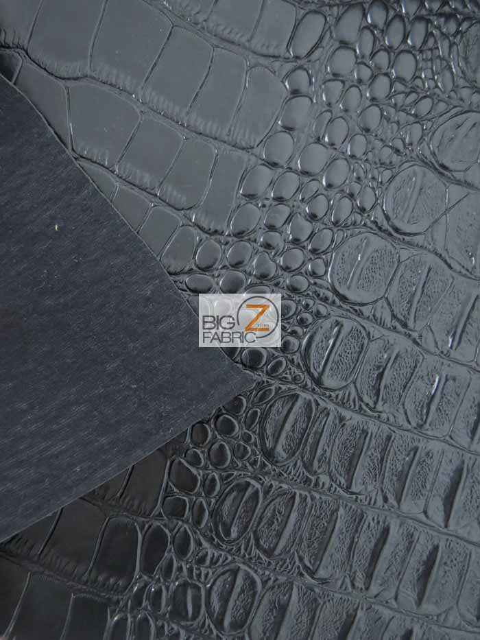 Death Black Big Nile Crocodile Vinyl Fabric / Sold By The Yard - Image 3