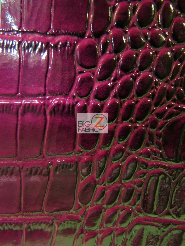 Glossy Dragon Purple Big Nile Crocodile Vinyl Fabric / Sold By The Yard - Image 2