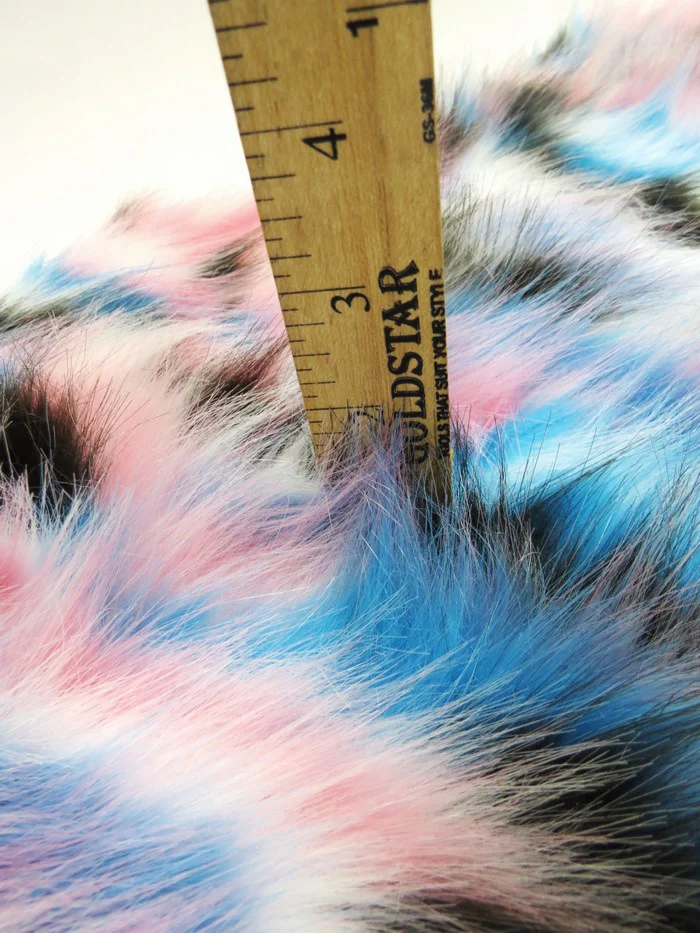 Black, Gray, White Sunset Multi-Color Faux Fur Fabric / Sold by the Yard - Image 3
