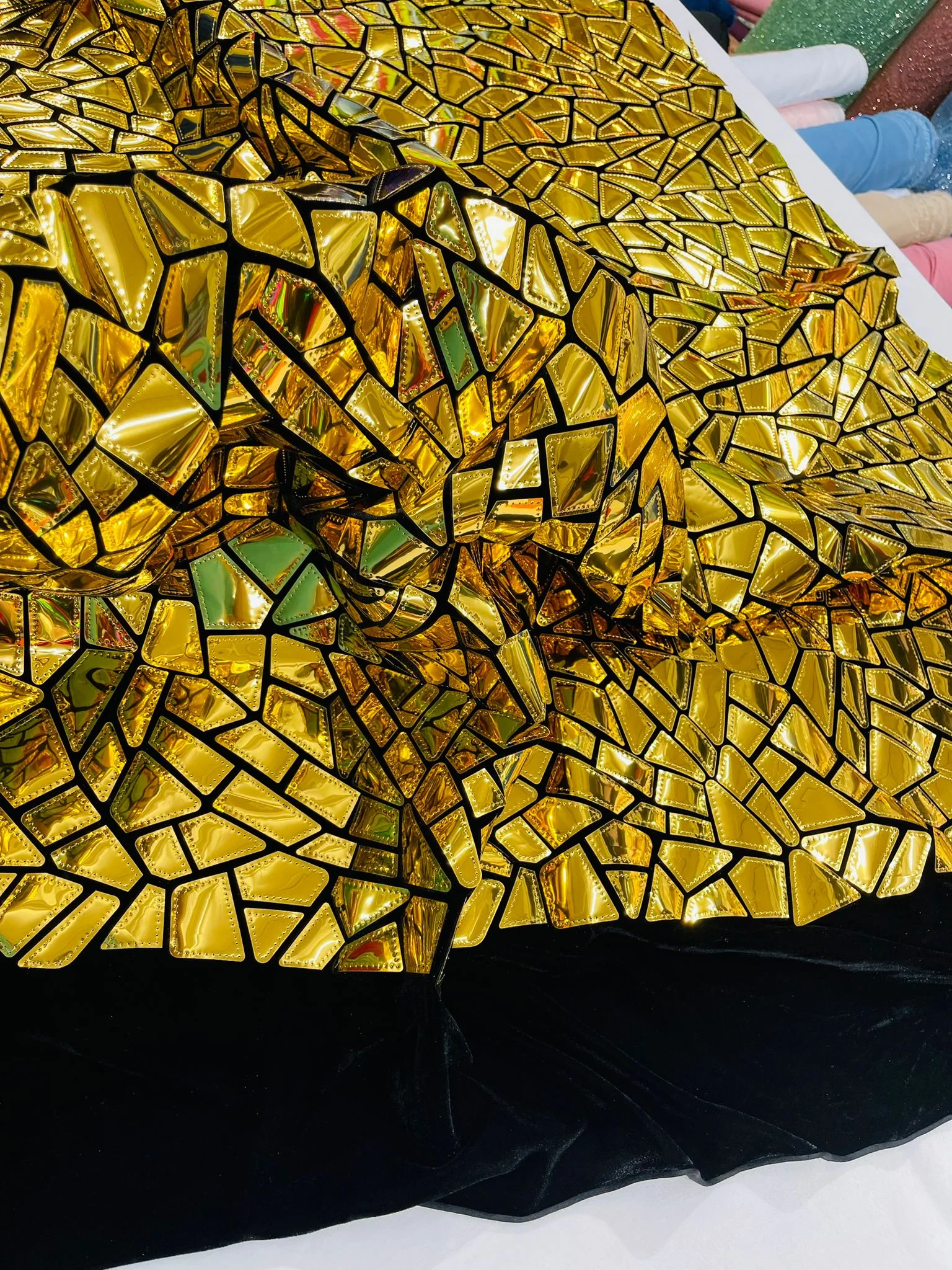 Broken Glass Sequin Velvet Fabric /Sold By The Yard - Image 13