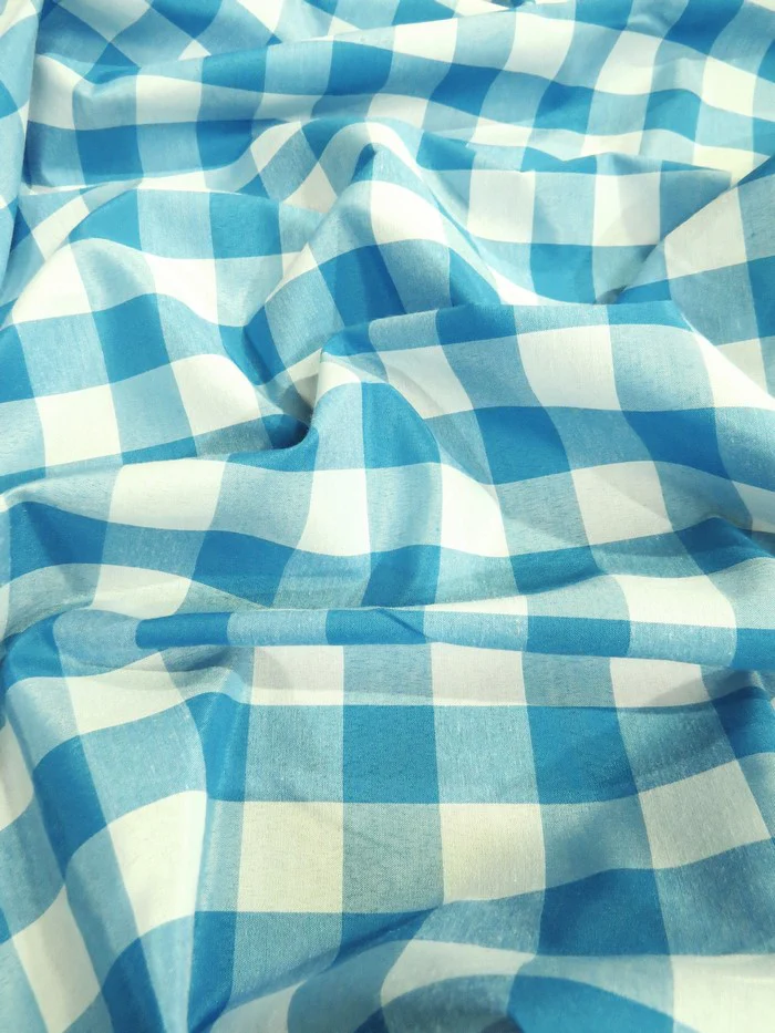 Checkered Gingham Poly Cotton Printed Fabric / Black / Sold By The Yard - Image 3
