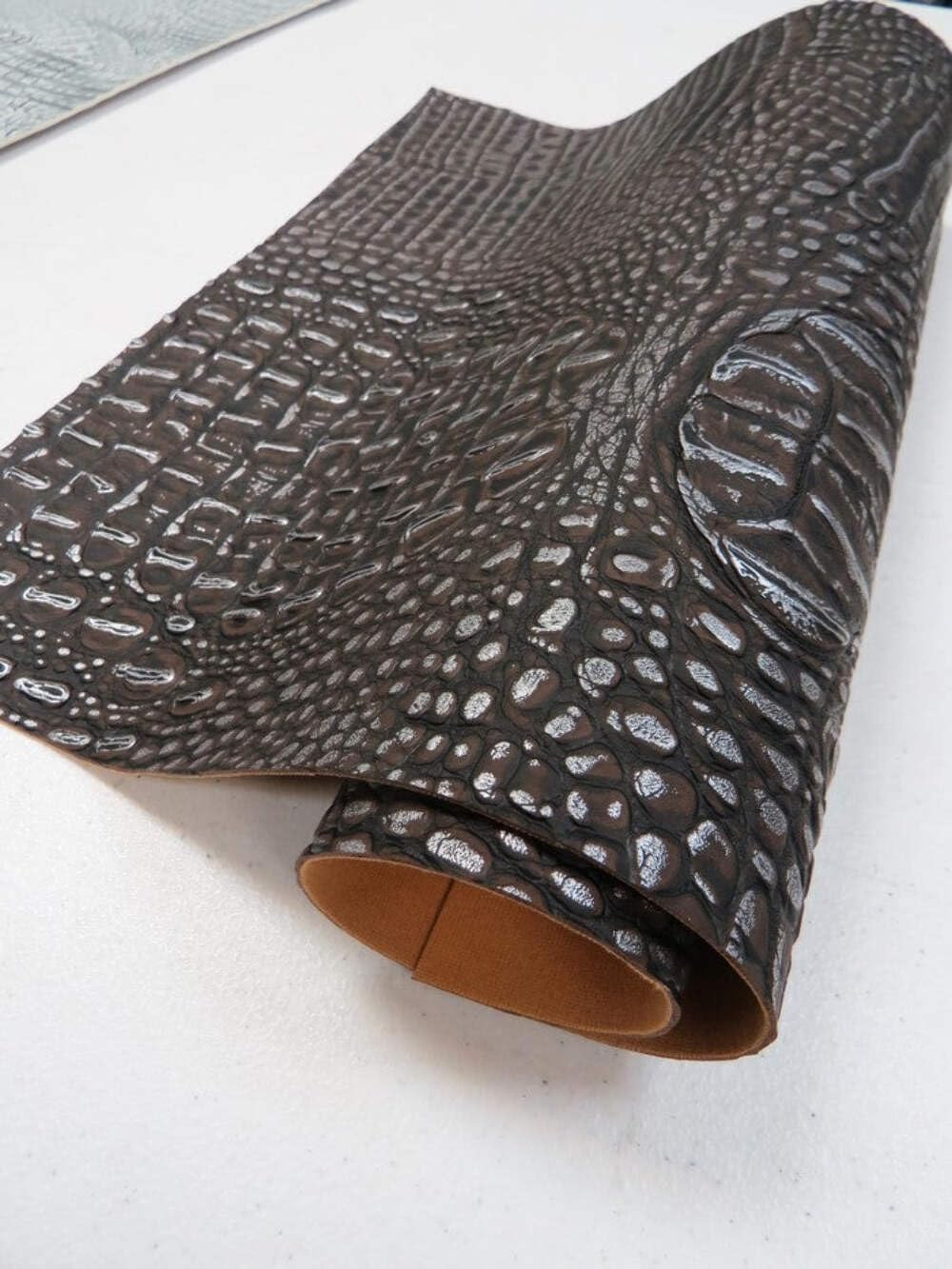 Chocolate/Silver Metallic Caiman Gator Vinyl - Image 2