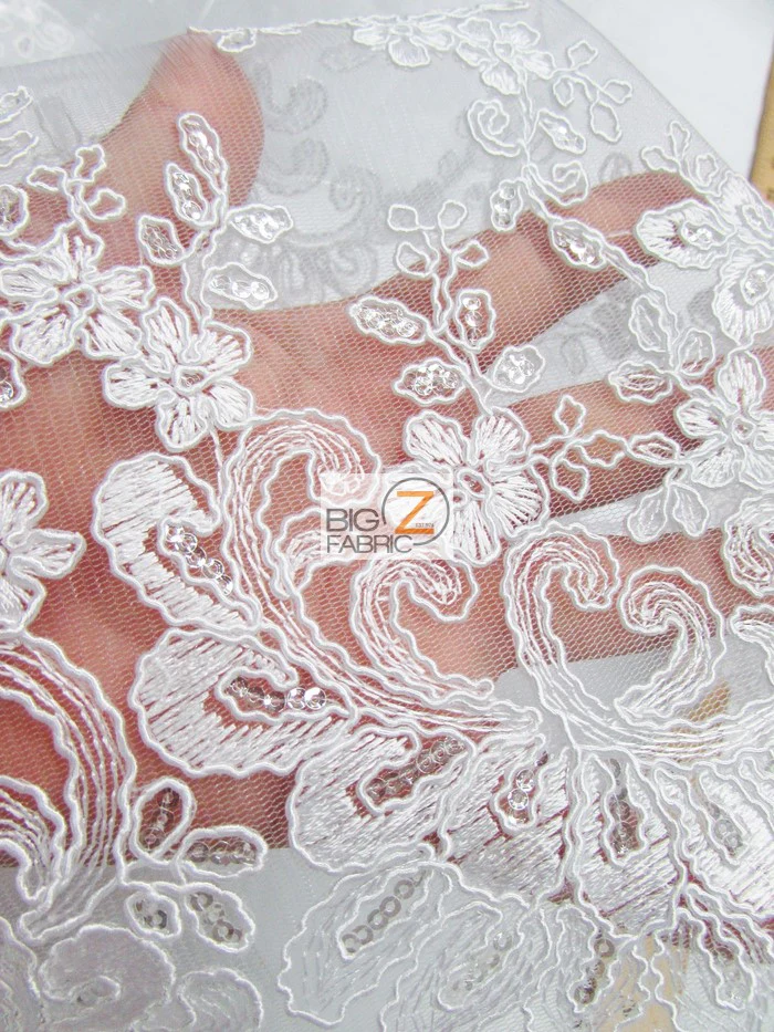 Cinderella Floral Sequins Lace Fabric / Black / Sold By The Yard (SECOND QUALITY GOODS) - Image 4