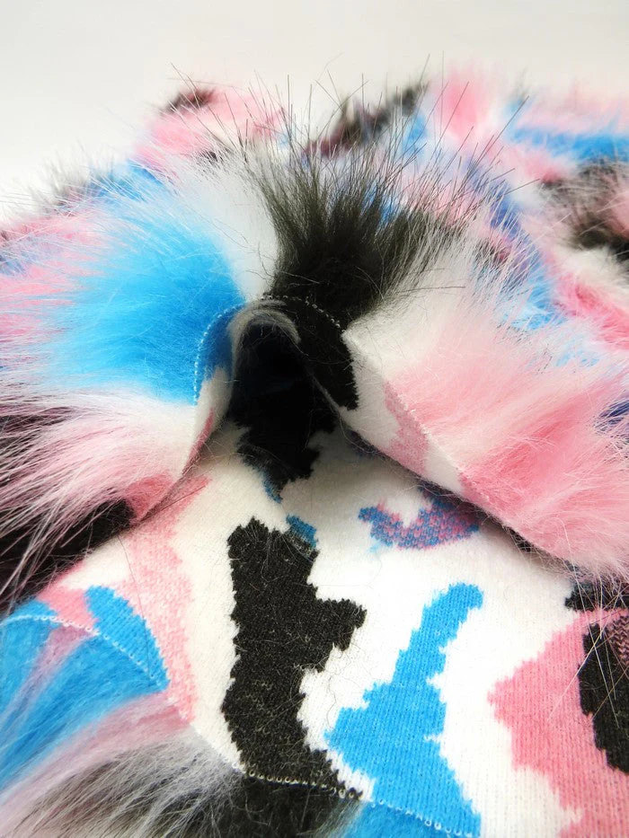 30 Yard Roll of Brown, Turquoise, Pink Sunset Multi-Color Faux Fur Fabric - Image 7