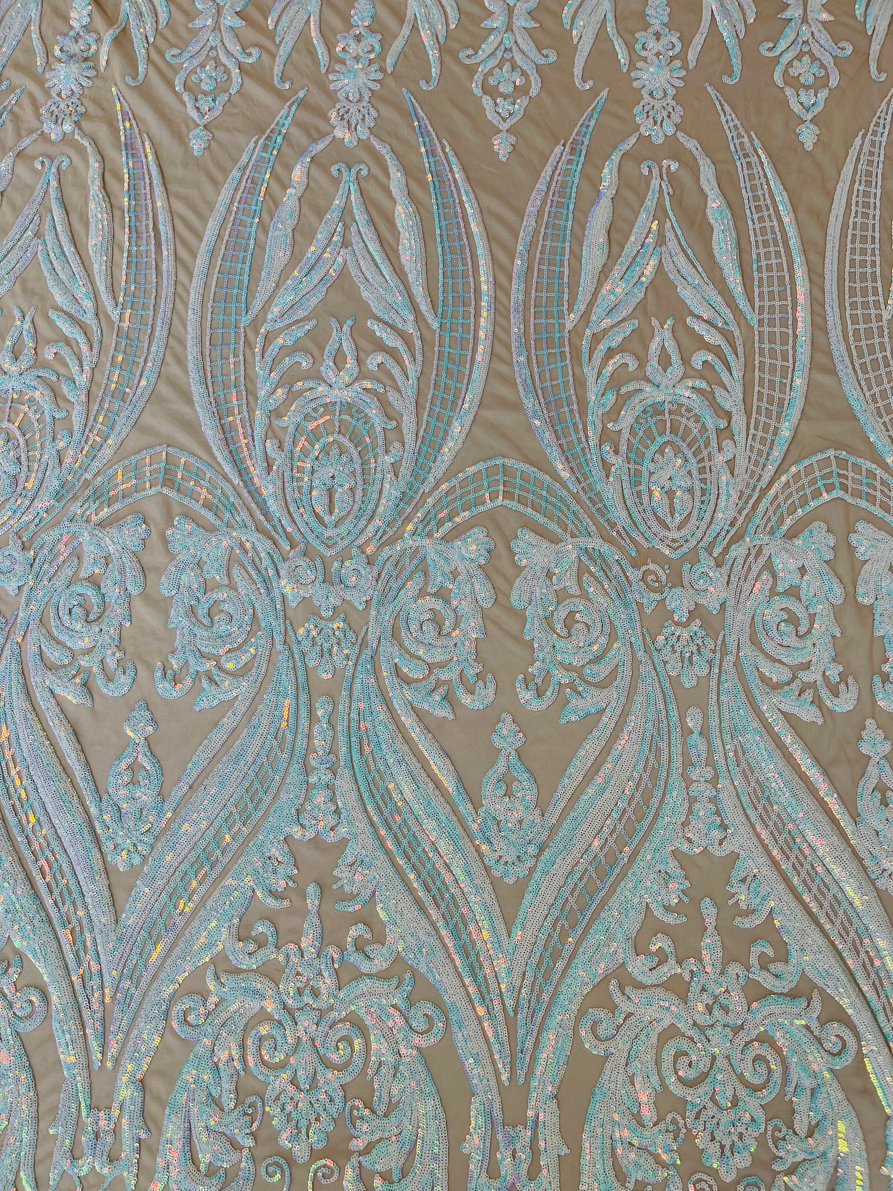 BIG DAMASK SEQUIN ON STRETCH MESH FABRIC (By The Yard) - Image 11