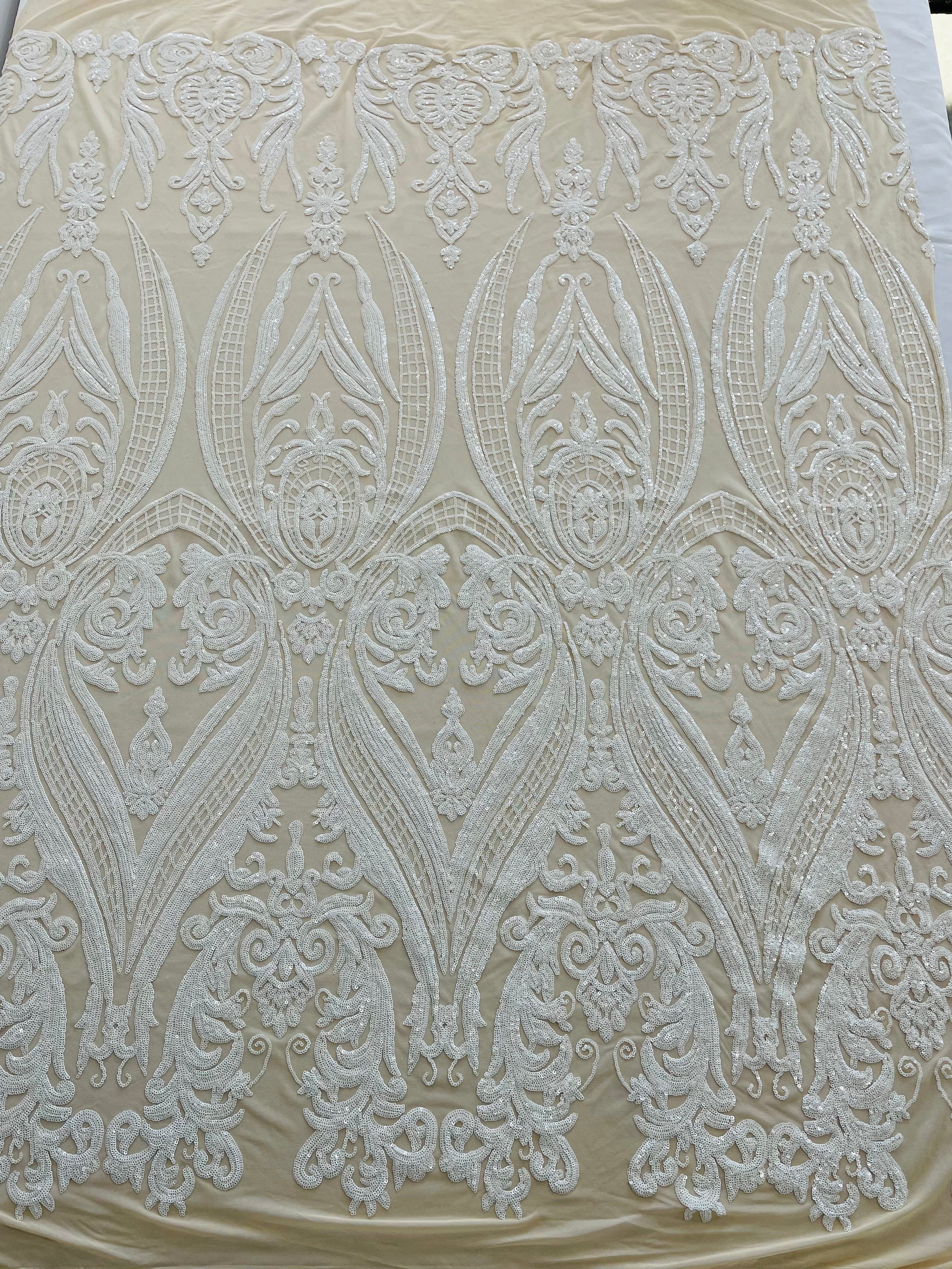BIG DAMASK SEQUIN ON STRETCH MESH FABRIC (By The Yard) - Image 19