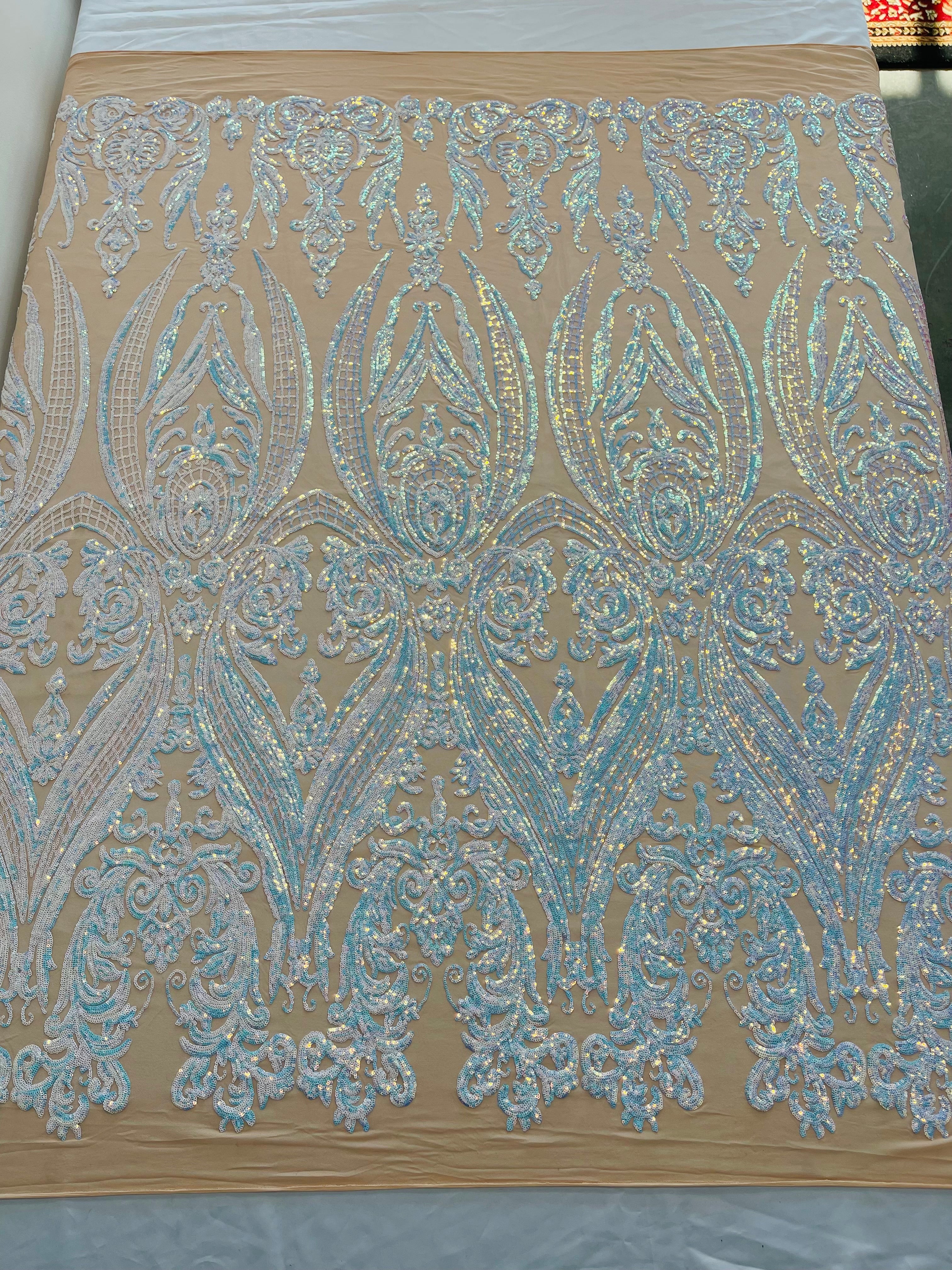BIG DAMASK SEQUIN ON STRETCH MESH FABRIC (By The Yard) - Image 22