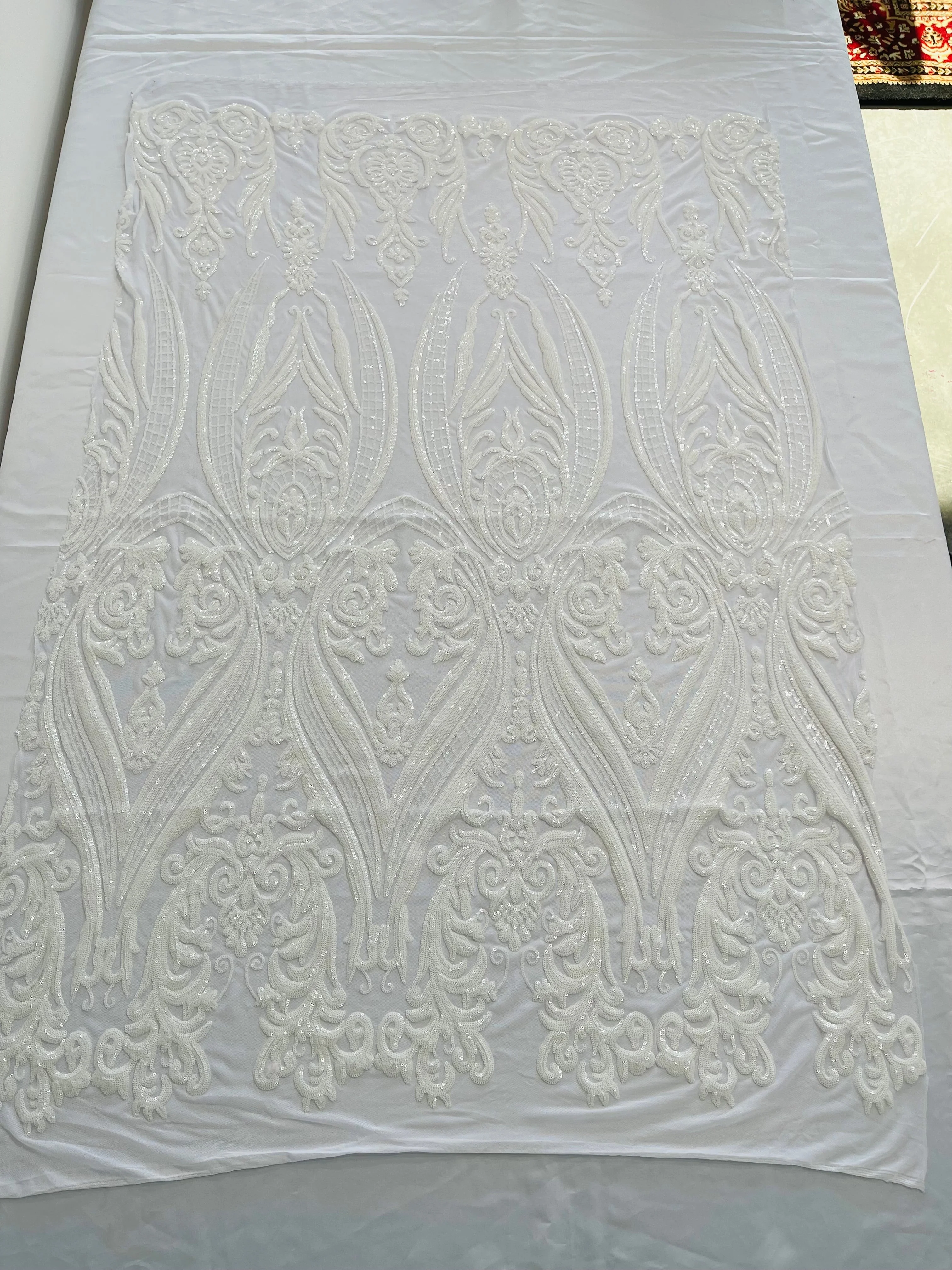 BIG DAMASK SEQUIN ON STRETCH MESH FABRIC (By The Yard) - Image 24