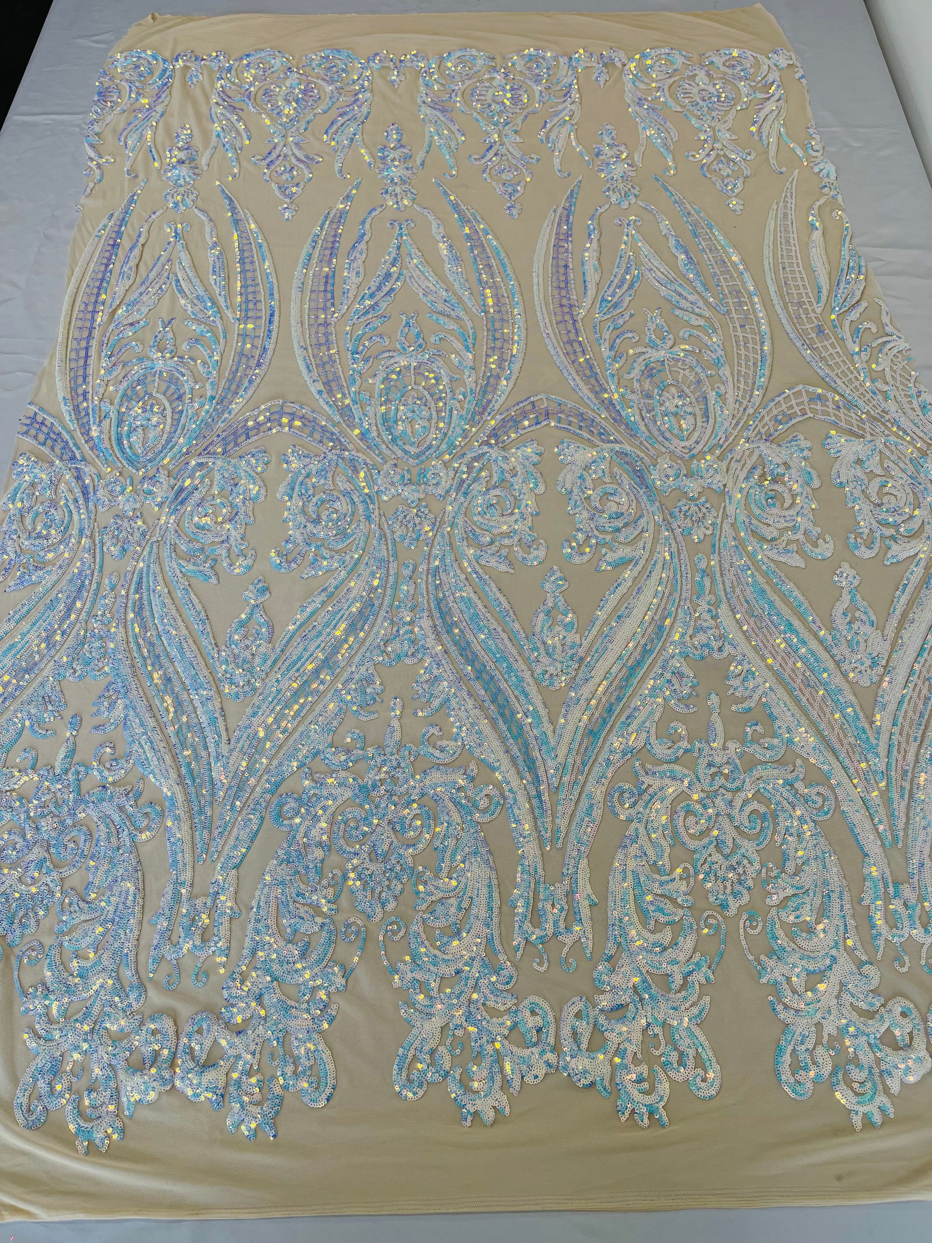 BIG DAMASK SEQUIN ON STRETCH MESH FABRIC (By The Yard) - Image 42