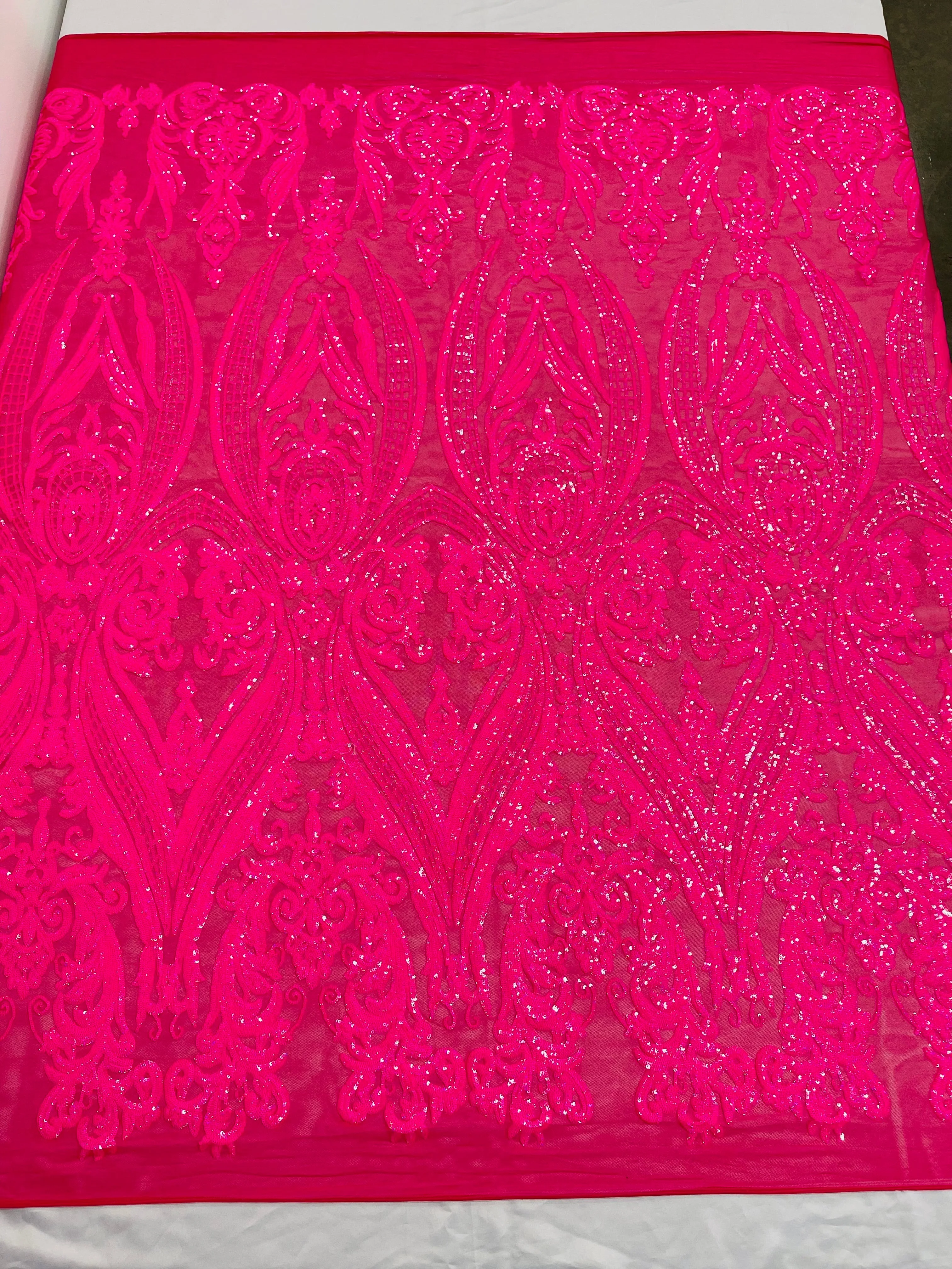 BIG DAMASK SEQUIN ON STRETCH MESH FABRIC (By The Yard) - Image 44