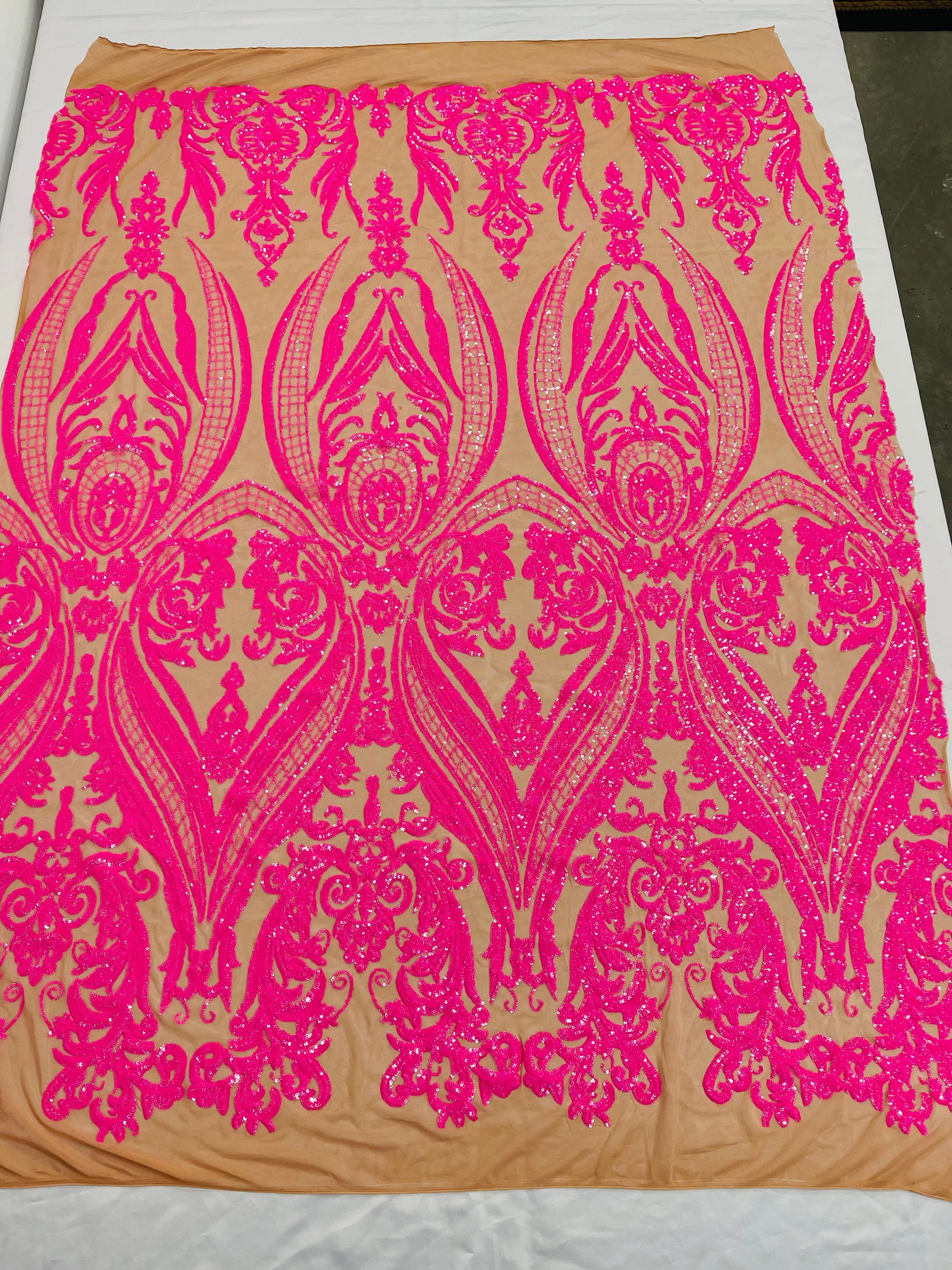 BIG DAMASK SEQUIN ON STRETCH MESH FABRIC (By The Yard) - Image 45