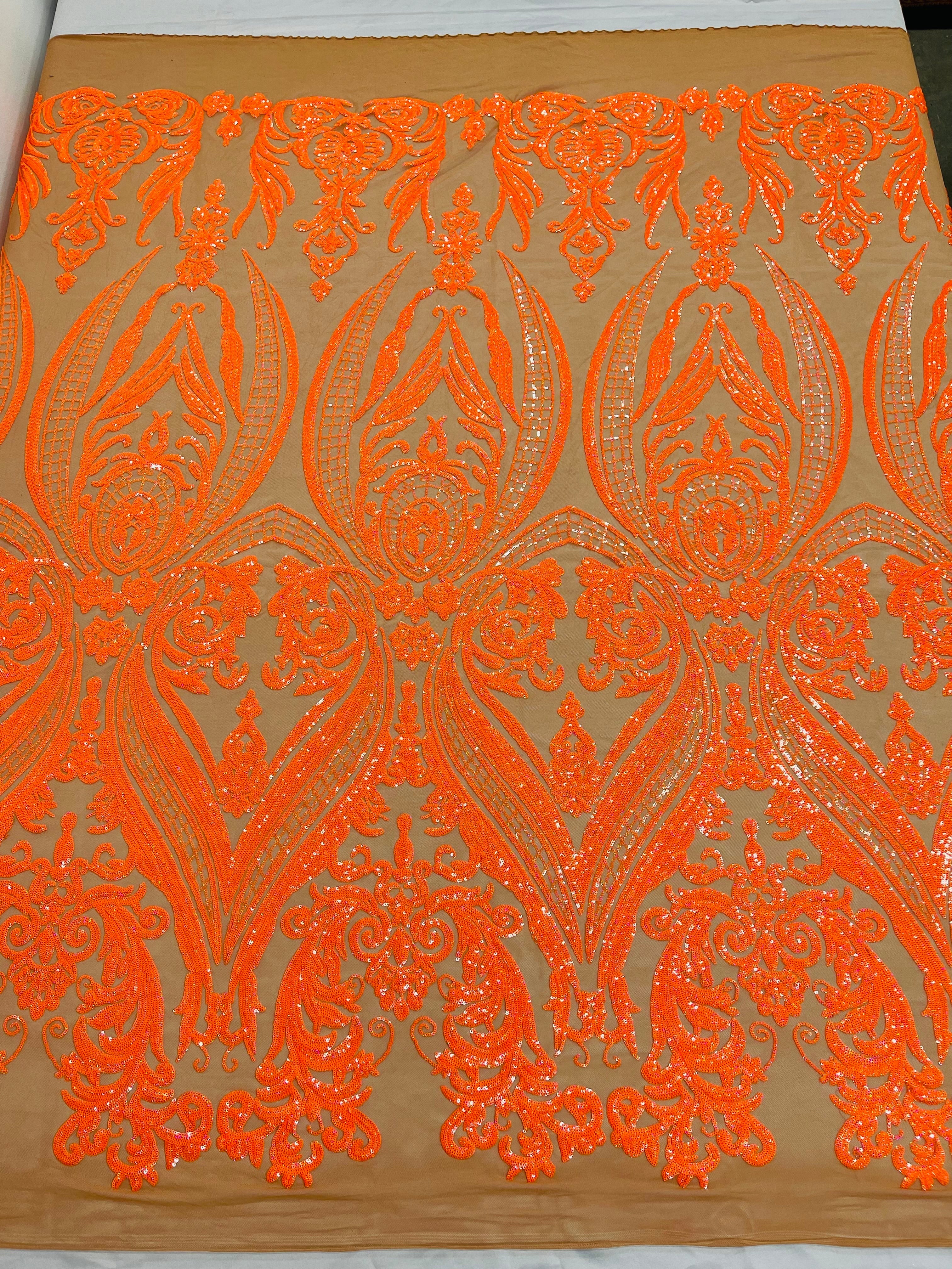 BIG DAMASK SEQUIN ON STRETCH MESH FABRIC (By The Yard) - Image 51
