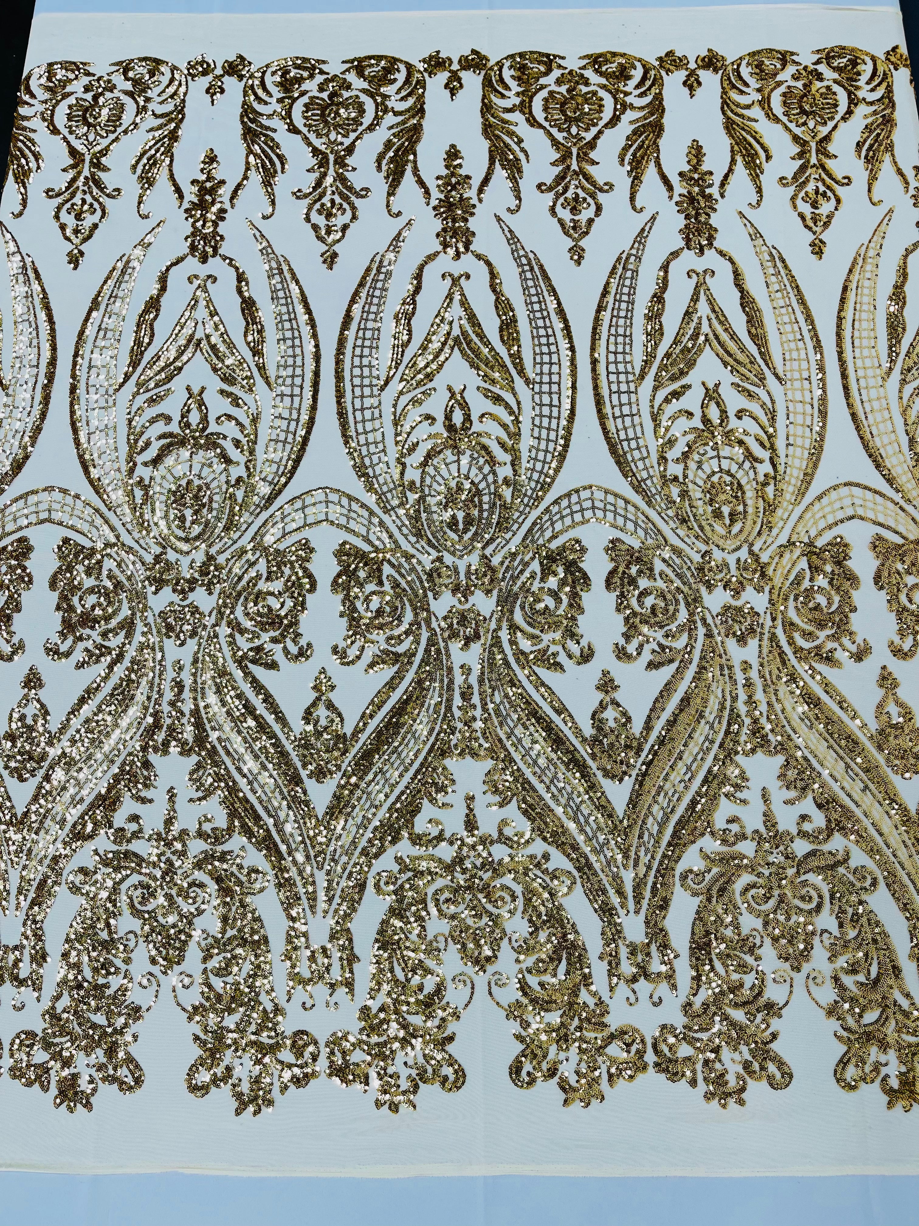 BIG DAMASK SEQUIN ON STRETCH MESH FABRIC (By The Yard) - Image 53