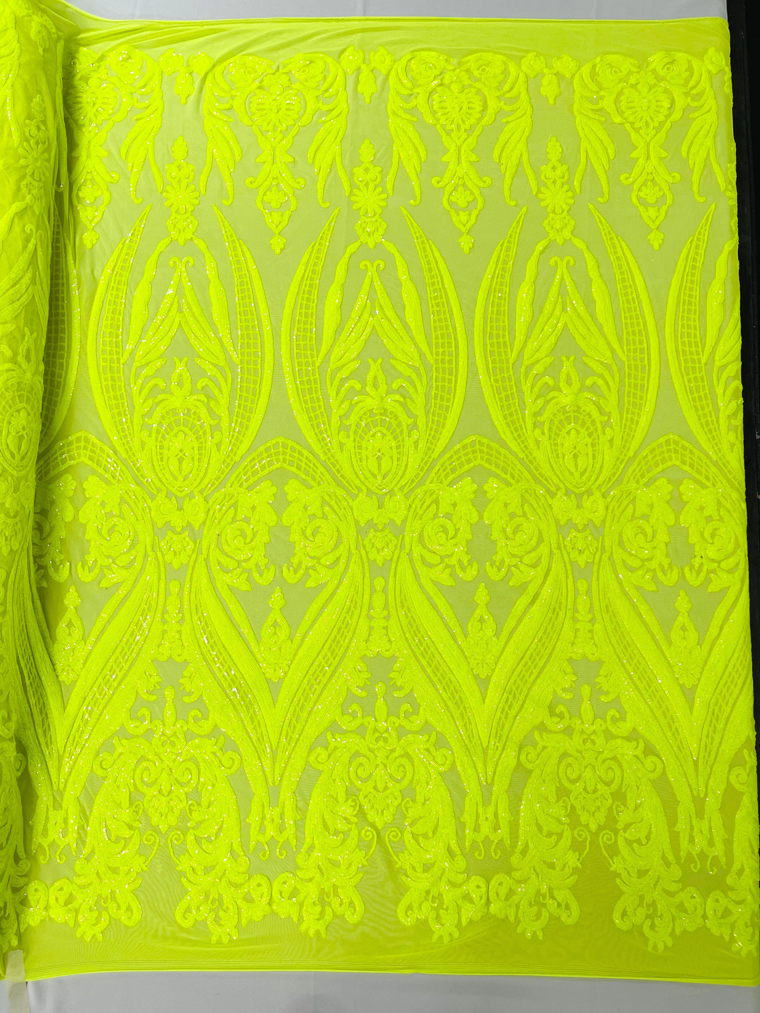 BIG DAMASK SEQUIN ON STRETCH MESH FABRIC (By The Yard) - Image 57