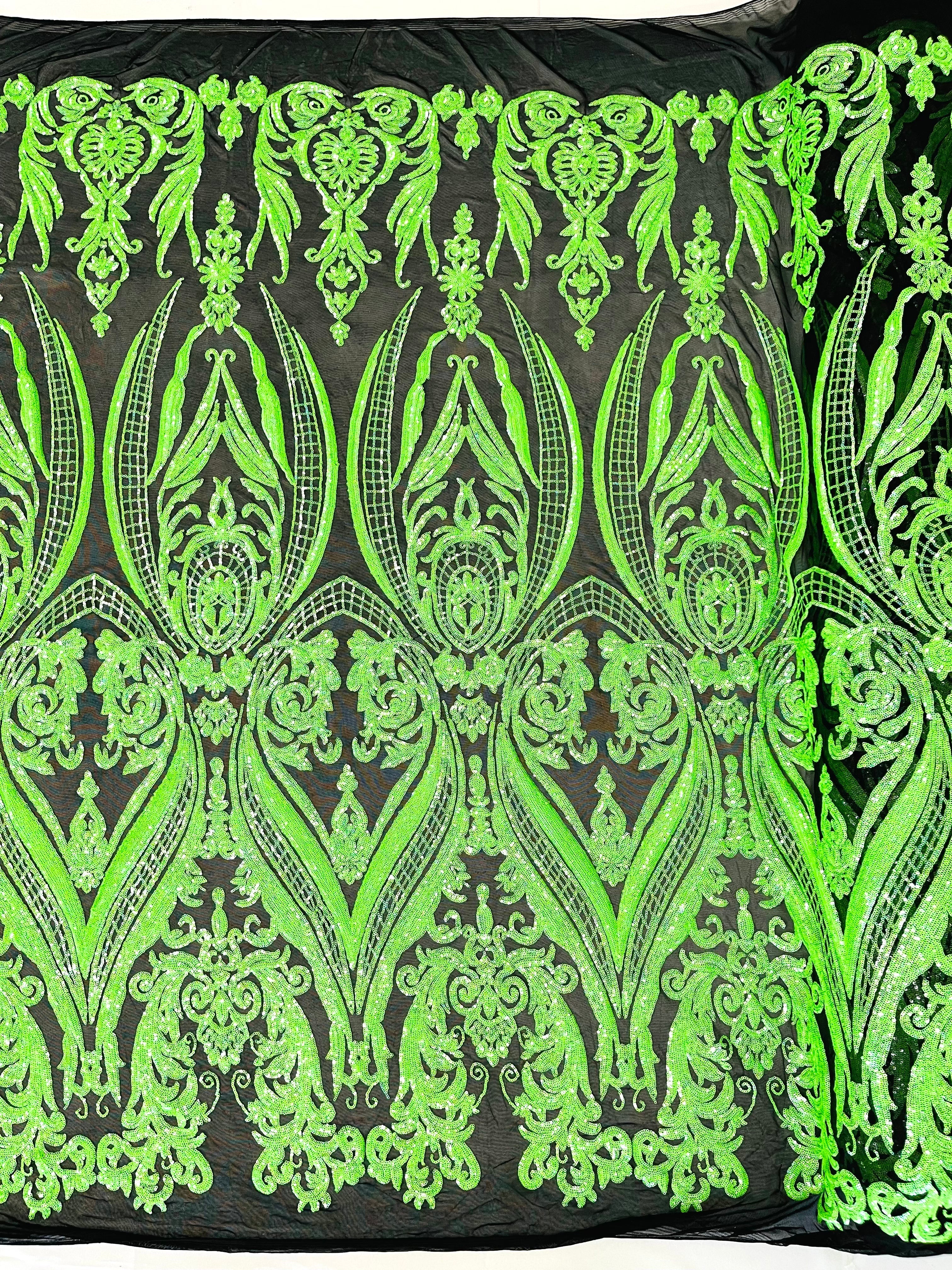 BIG DAMASK SEQUIN ON STRETCH MESH FABRIC (By The Yard) - Image 58
