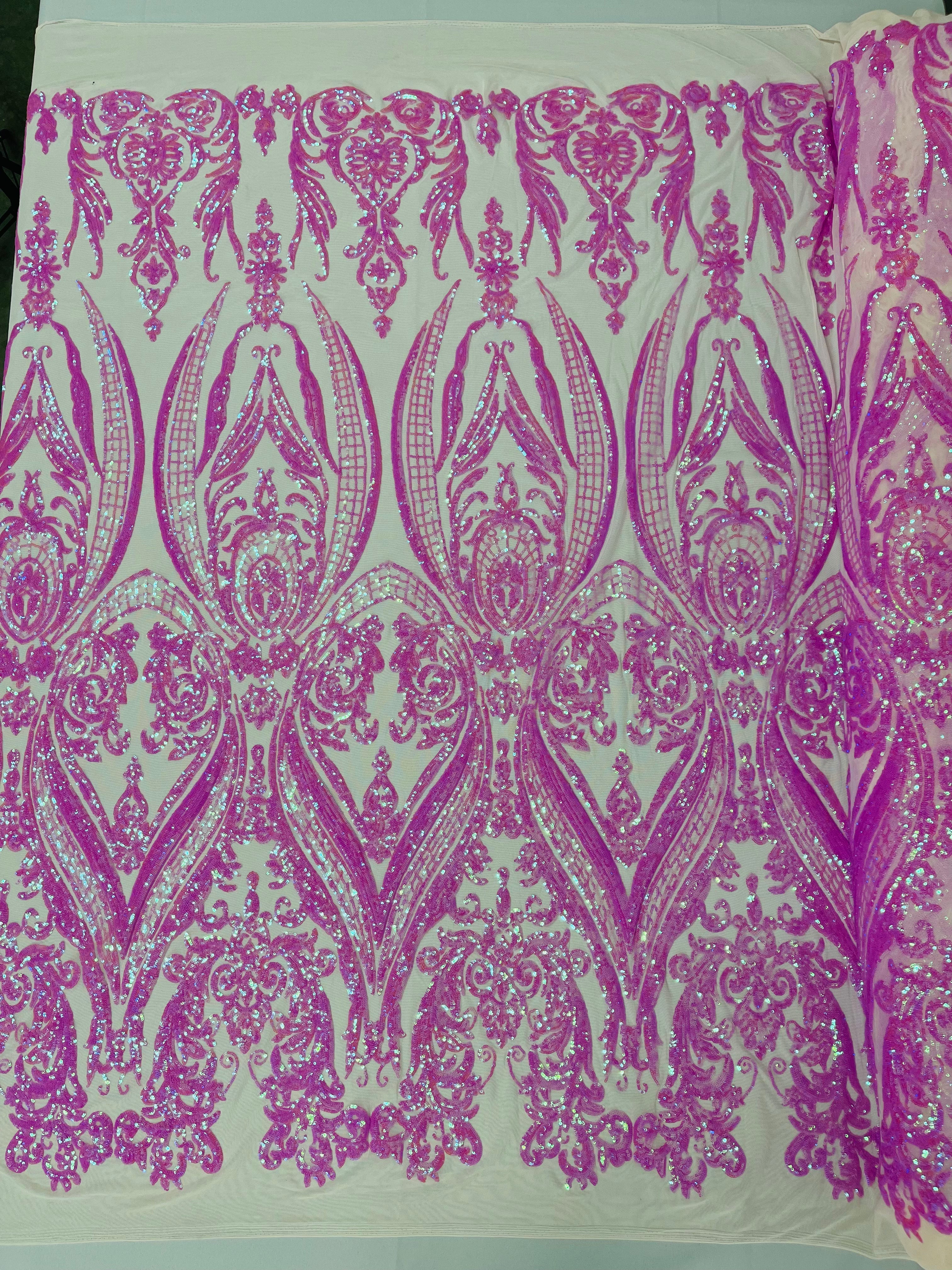 BIG DAMASK SEQUIN ON STRETCH MESH FABRIC (By The Yard) - Image 66