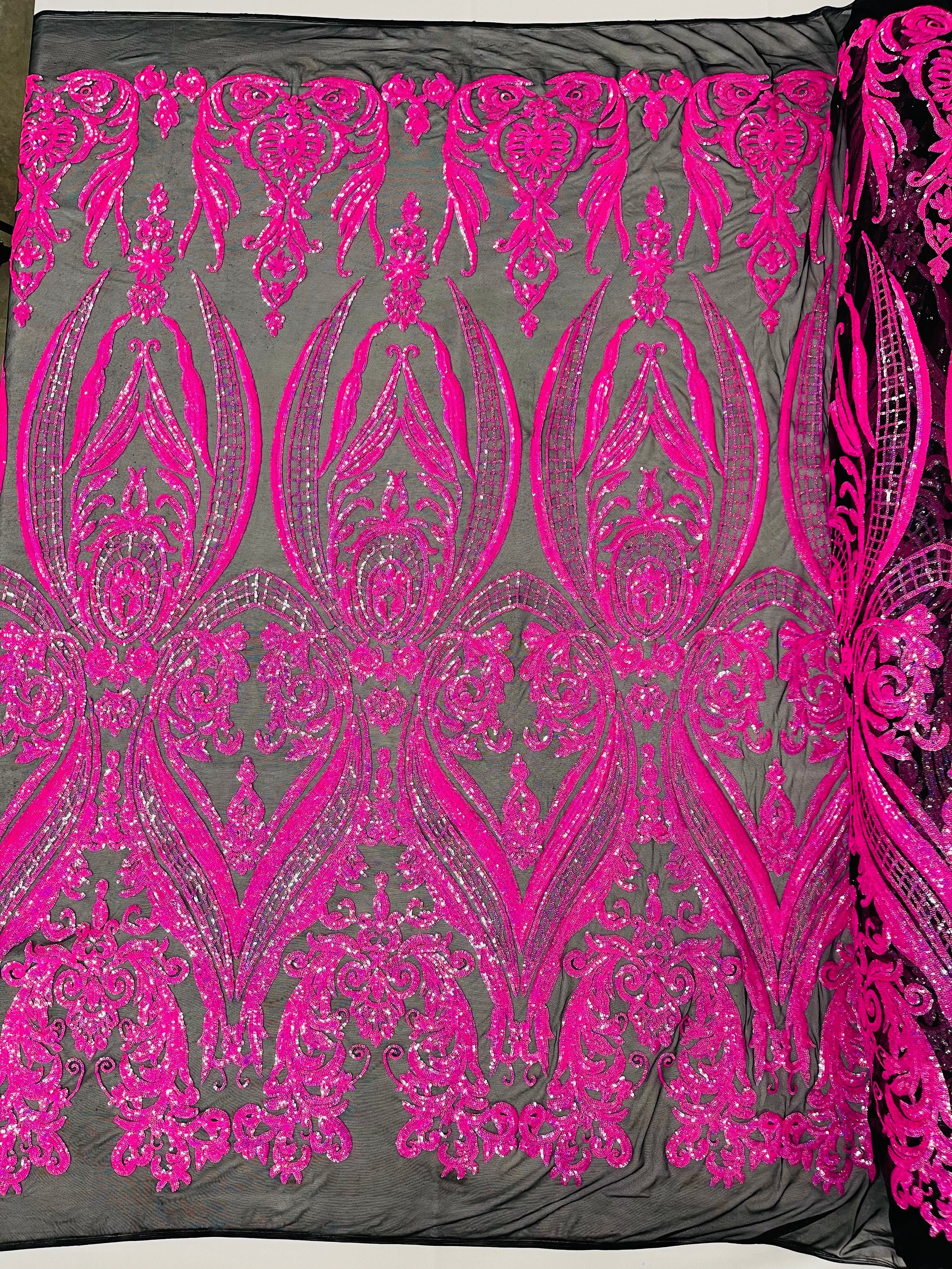 BIG DAMASK SEQUIN ON STRETCH MESH FABRIC (By The Yard) - Image 67