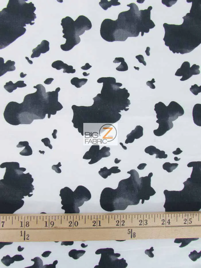 Cow Print Poly Cotton Fabric / Black/White / Sold By The Yard - Image 2