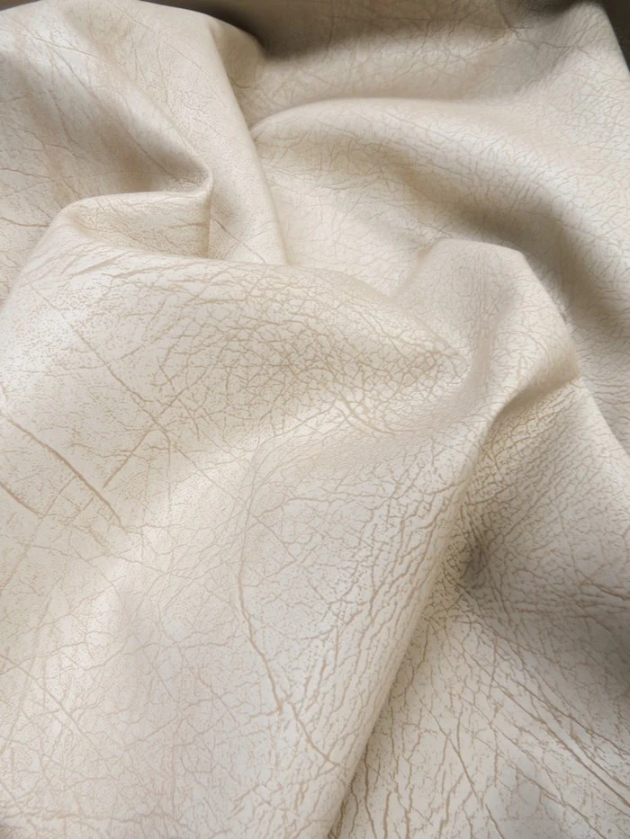 Creme Distressed Velvet Flocking Vinyl / Sold by the Yard - Image 2