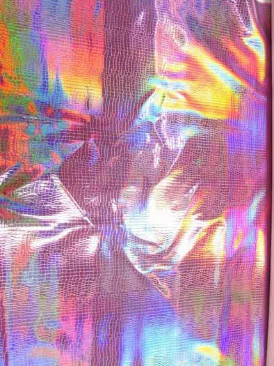 Crocodile Holographic Embossed PVC Vinyl Fabric / Pink / Sold By The Yard - Image 2