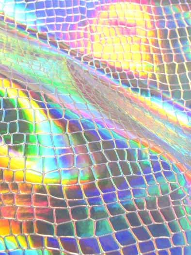 Crocodile Holographic Embossed PVC Vinyl Fabric / Red / 15 Yard Roll - Image 4