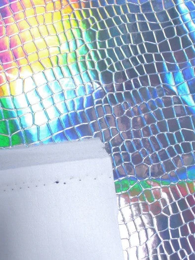 Crocodile Holographic Embossed PVC Vinyl Fabric / Red / 15 Yard Roll - Image 6