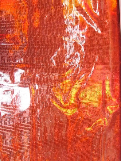 Crocodile Holographic Embossed PVC Vinyl Fabric / Red / Sold By The Yard - Image 2