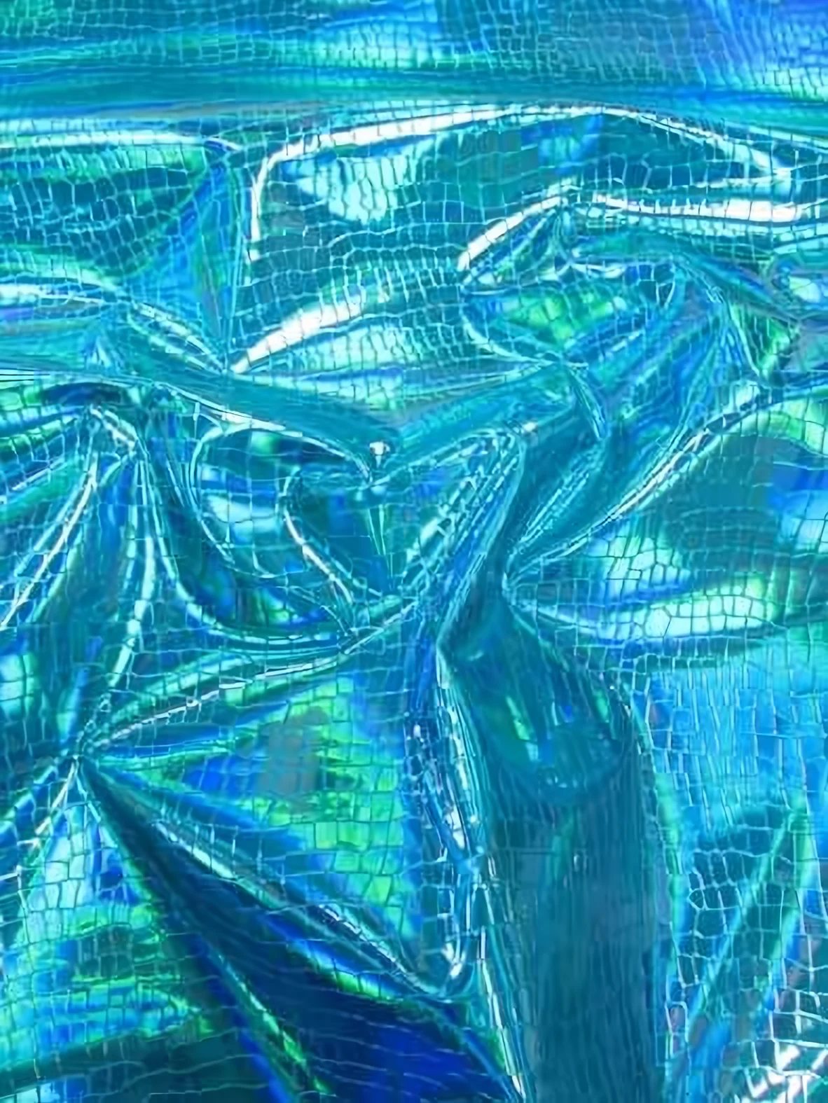 Crocodile Holographic Embossed PVC Vinyl Fabric / Turquoise / 15 Yard Roll