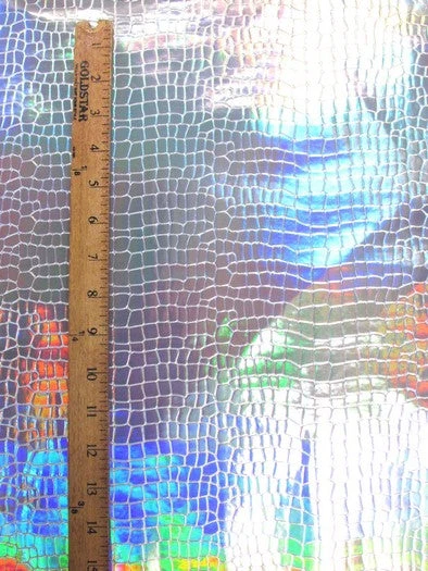 Crocodile Holographic Embossed PVC Vinyl Fabric / Steel / 15 Yard Roll - Image 5