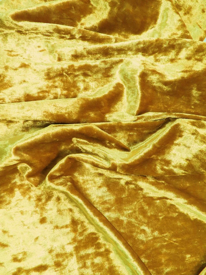 Crushed Stretch Velvet Costume Fabric / Light Gold / Sold By The Yard - Image 3