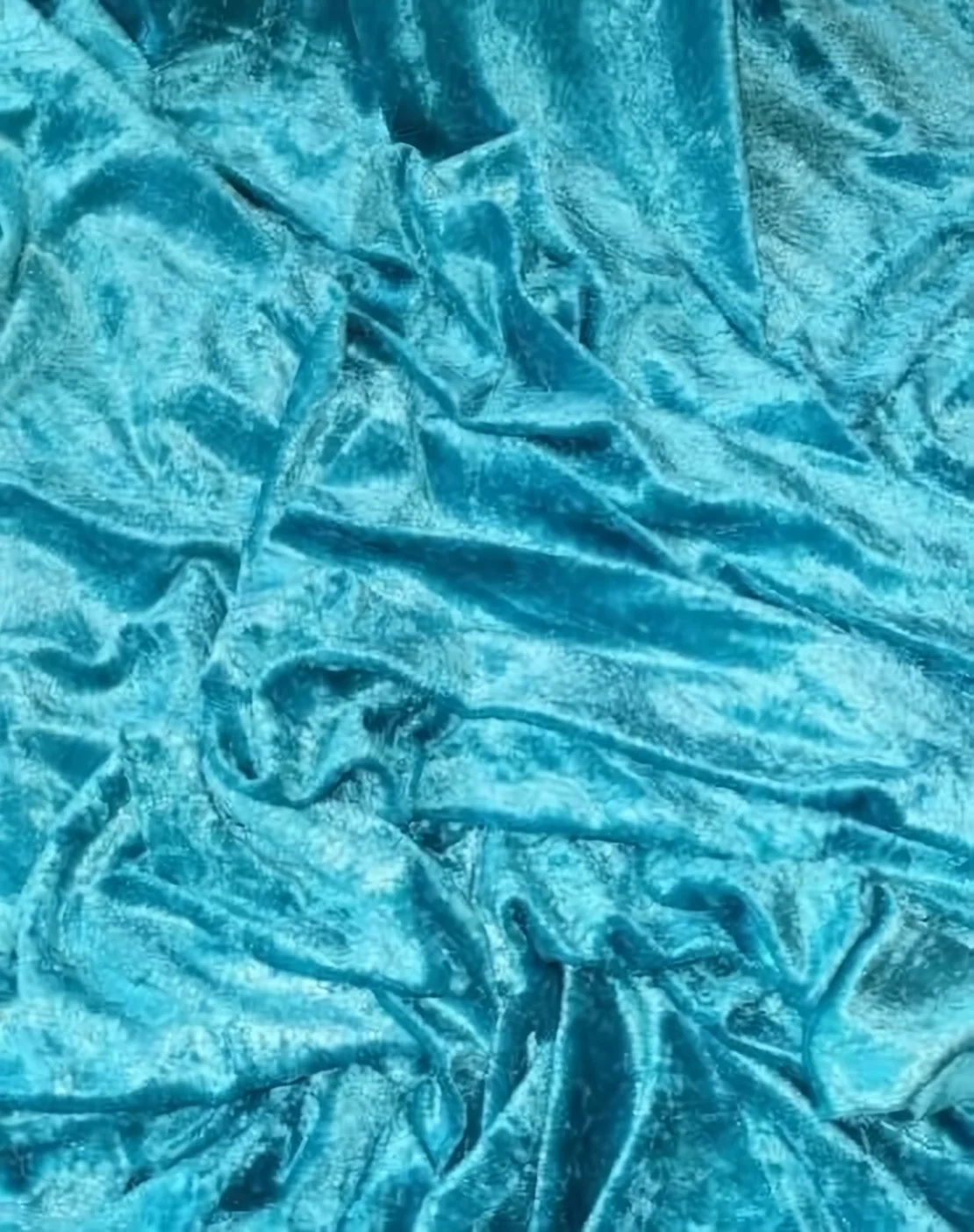 Crushed Stretch Velvet Costume Fabric / Turquoise / Sold By The Yard