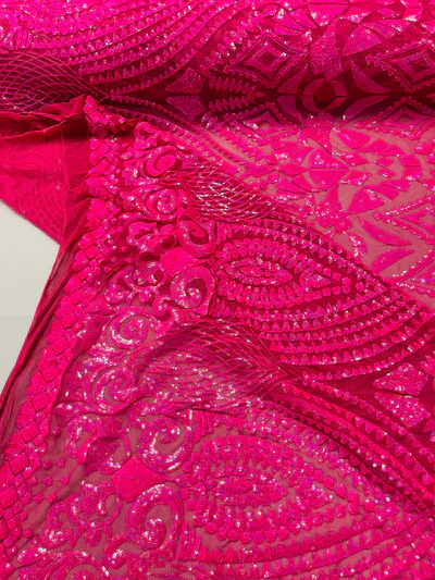 Geometric Diamond Sequin  Stretch Mesh Fabric / Sold by the Yard - Image 15