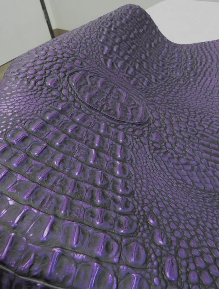 Disco Purple Metallic Caiman Gator Vinyl / 30 Yard Roll - Image 2