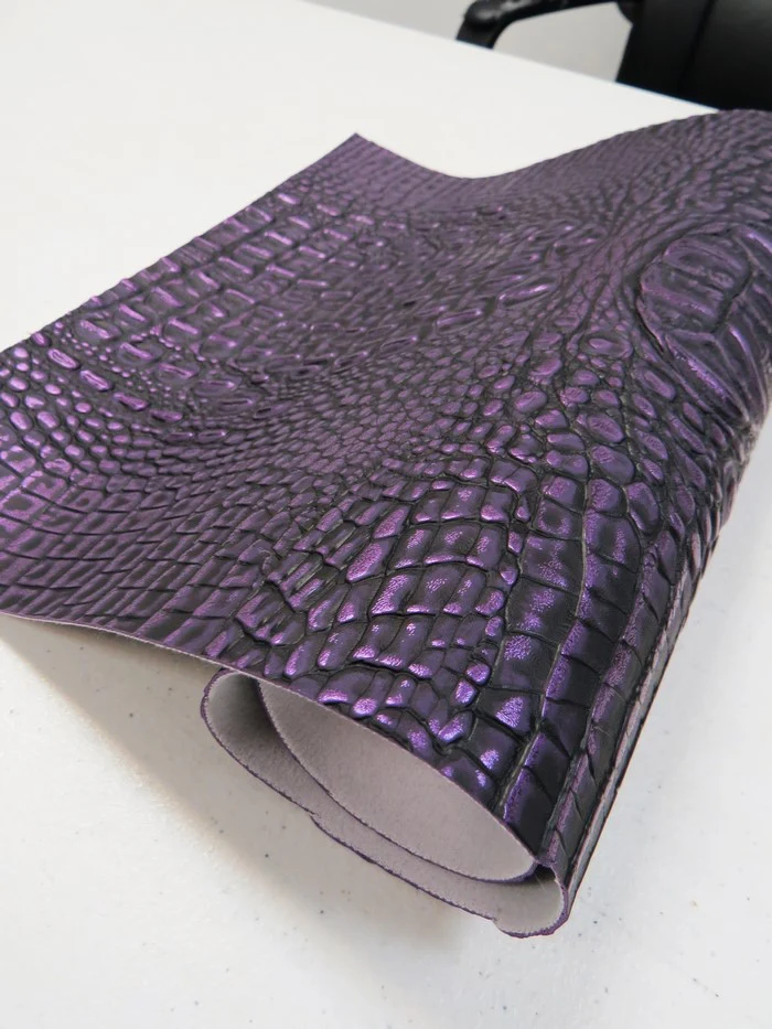 Disco Purple Metallic Caiman Gator Vinyl / 30 Yard Roll - Image 3