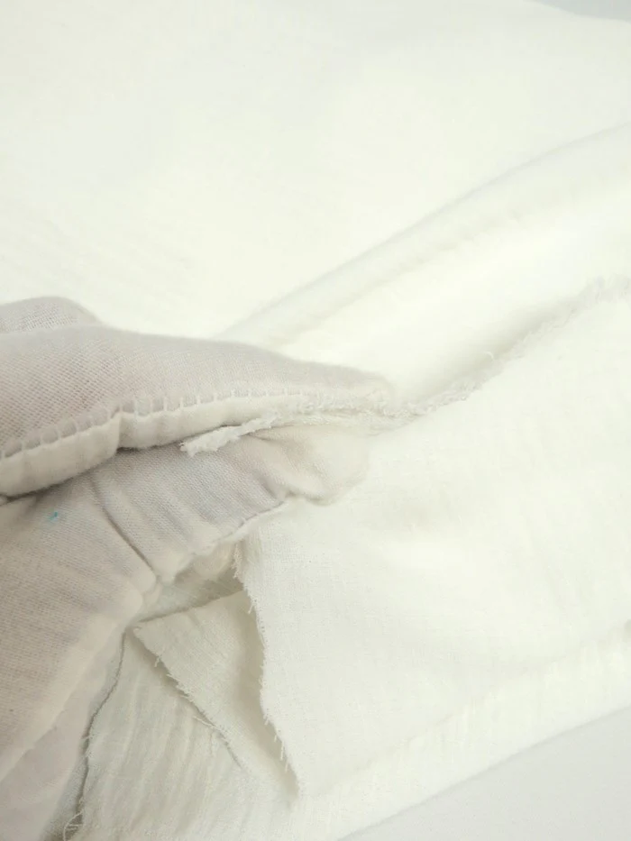Distress Imitation Linen Fabric / Off-White / Sold By The Yard - Image 4